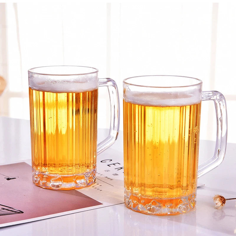 500ML Transparent Beer Mug Plastic Unbreakable Breakfast Milk Coffee Juice Water Cup Barware Drinkware for Home Party Bar KTV. Qme