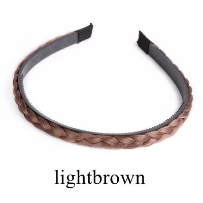 Vintage Braided Wig Headband Women Girls Fashion Hair Band Turban Qme lightbrown