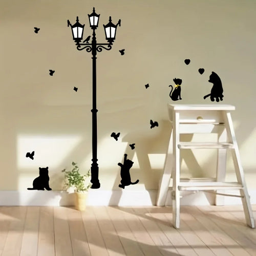 1 Home Decoration Black Cat Playing Cartoon Wallpaper Under Street Qme