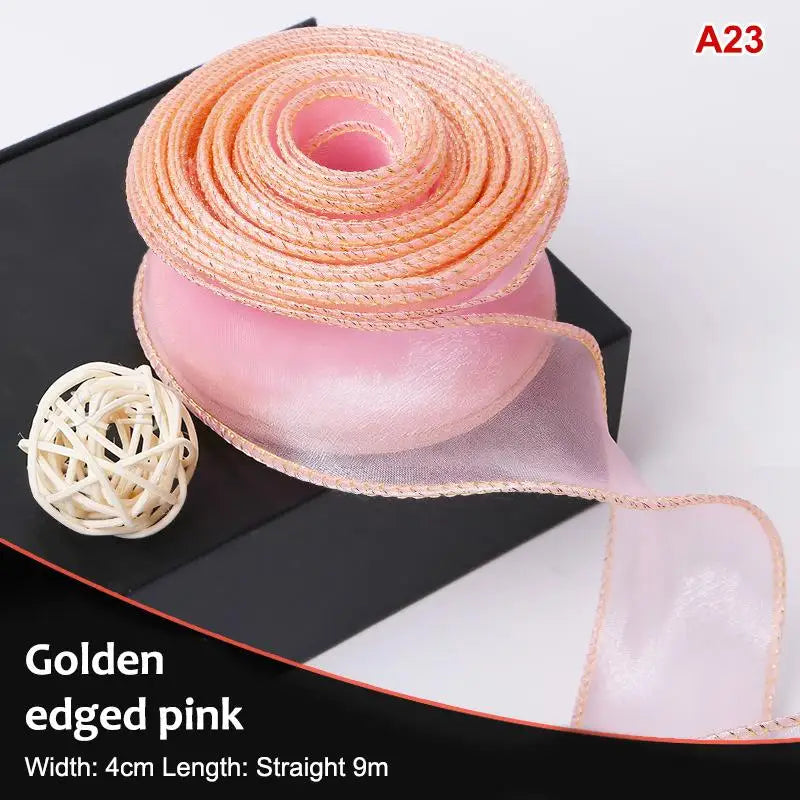 10Yards Organza Solid Ribbon Wavy Edge Flower Bouquet Gifts Packaging Qme A23