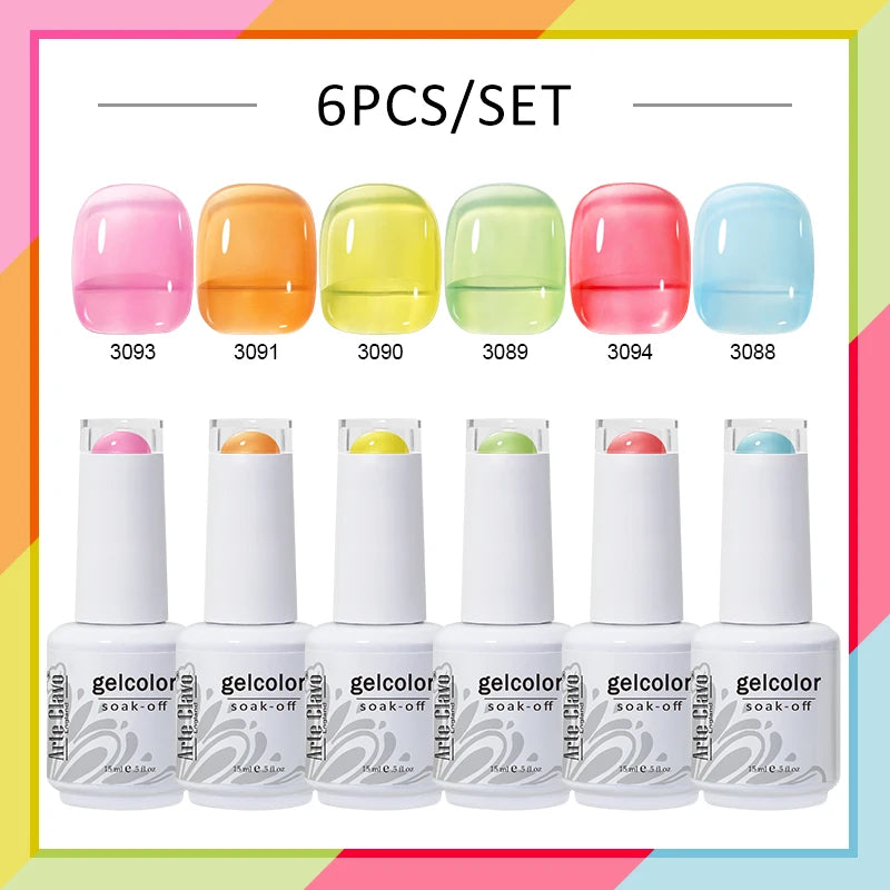 Arte Clavo 4 6 8 Gel Nail Polish Art Soak Off UV Colorful Semi