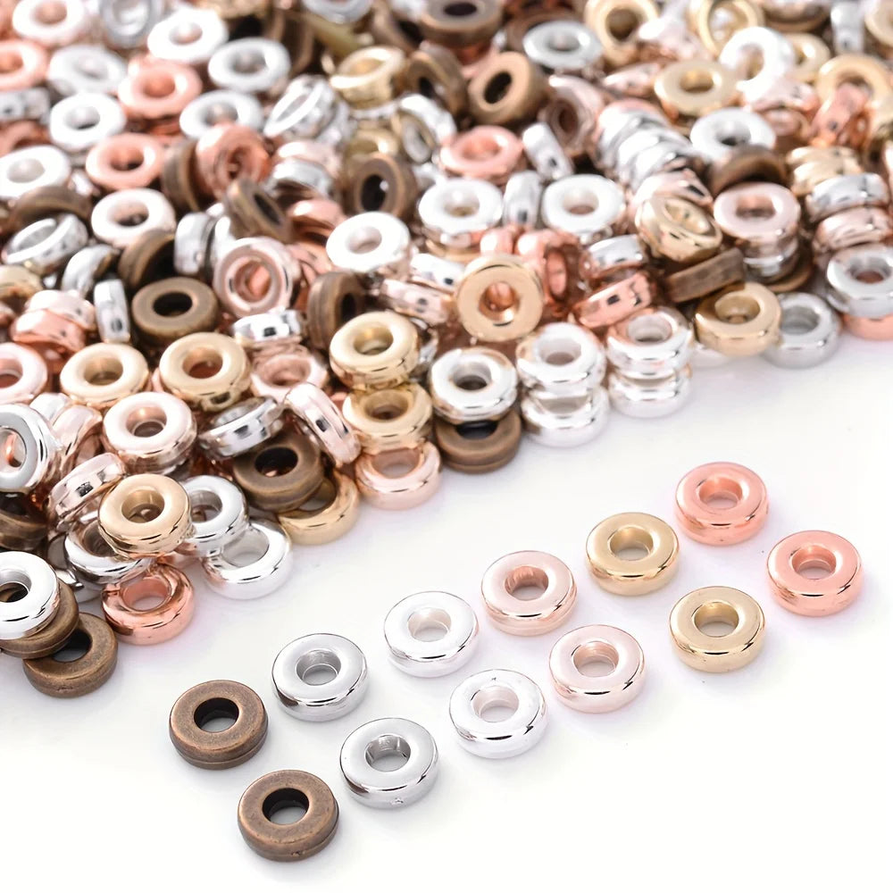 Flat round beads, loosely spaced beads, suitable for DIY bracelets, necklaces, earrings, and jewelry imitation products. Qme