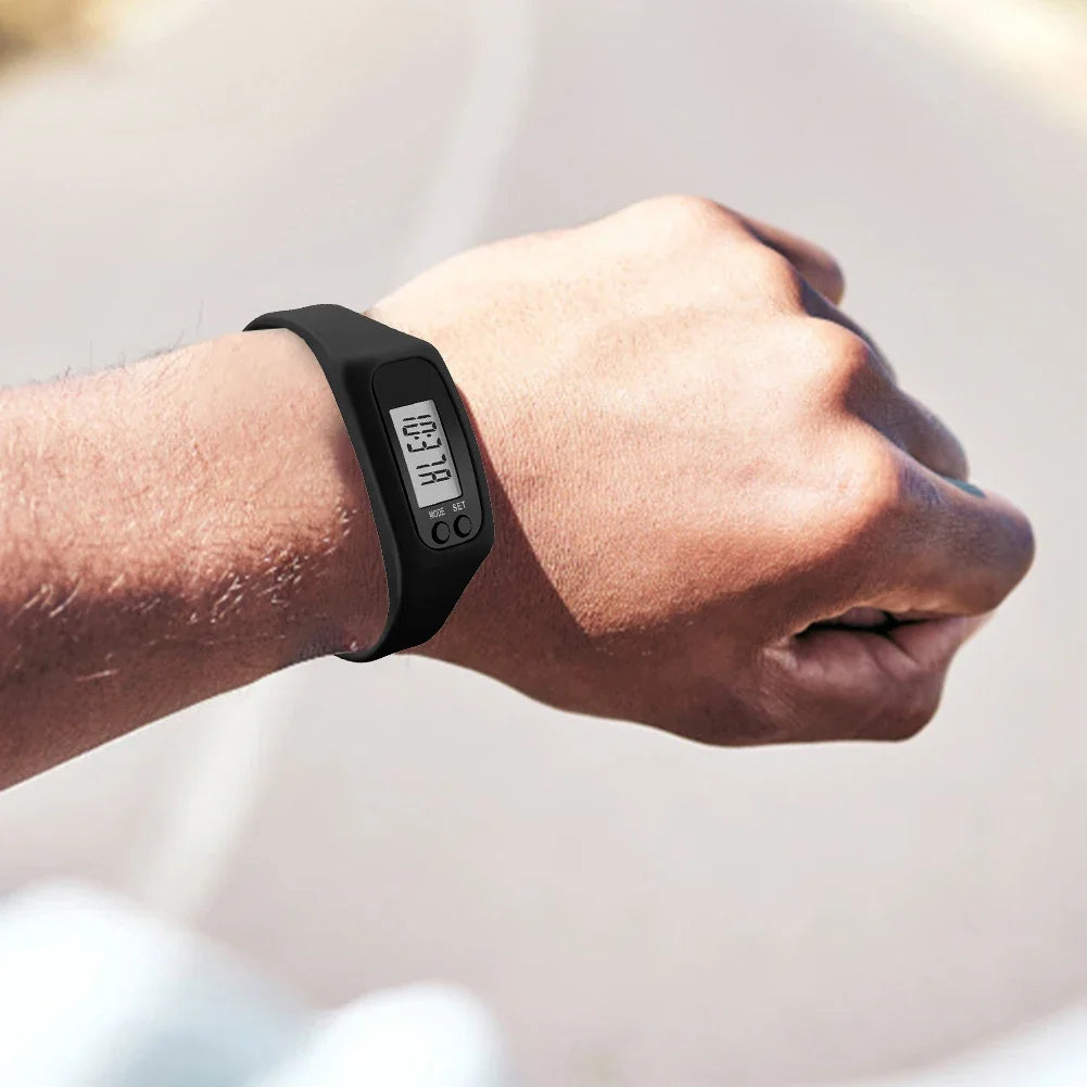 1/2PCS LED Pedometer Bracelet Step Counter Watch 12/24H Time Display Silicone Step Tracker Multi-Function Fitness Watch Qme