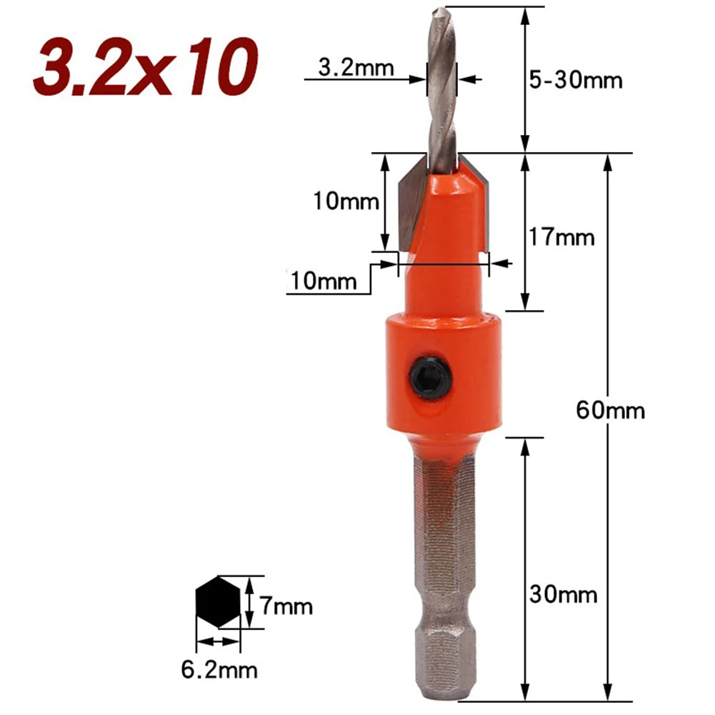 1 4 Woodworking Hex Shank Drills Bit Countersink Router Wood Drilling Qme G