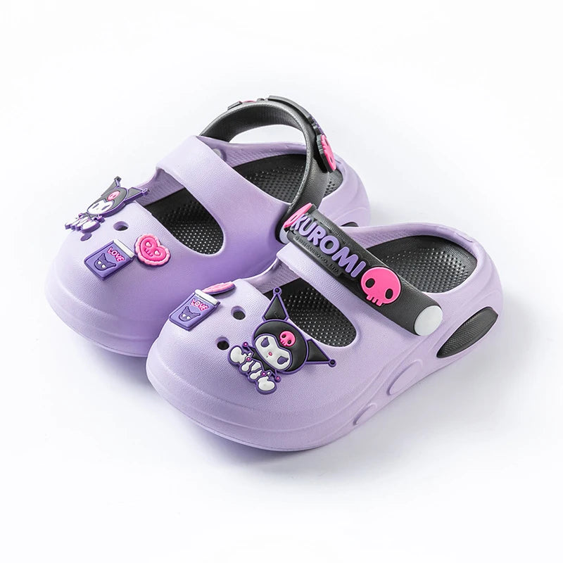 Hello Kitty Kuromi Cartoon Hole-Patterned Shoes Cute, Non-Slip Slippers for Students Beach and Outdoor Sandals Qme