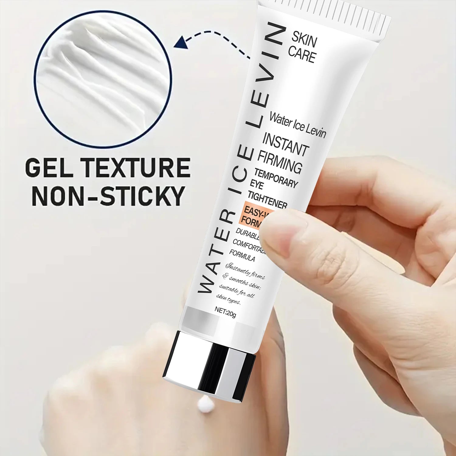 Levin Instant Firming Eye Tightener with Hyaluronic Acid & Retinol - Temporary Eye Cream for Smooth, Elastic Skin Qme