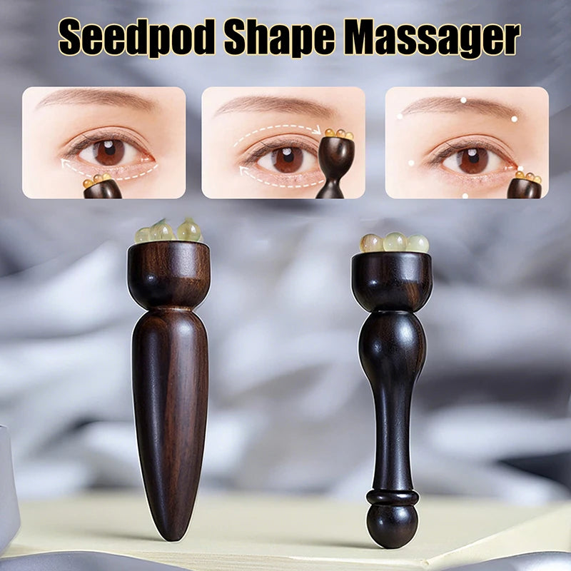 Sandalwood Eye Massage Stick Five Beads Lotus Seedpod Face Tools Gua Qme