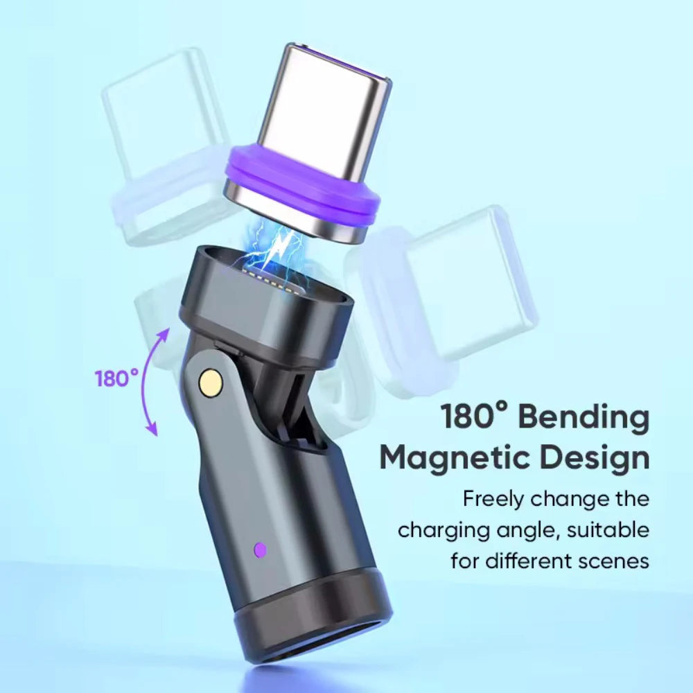 16Pin 240W Magnetic Adapter USB-C to Type C Fast Charging Converter 180° Rotation Type C Quike Charging Connector For Smartphone Qme