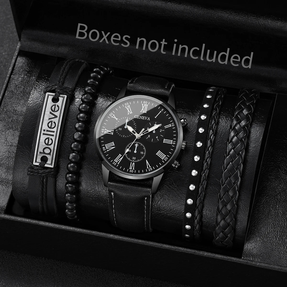 4/5 pçs moda masculina relógios homem negócios quartzo relógio de pulso vintage pulseiras de couro conjunto reloj hombre Qme 8