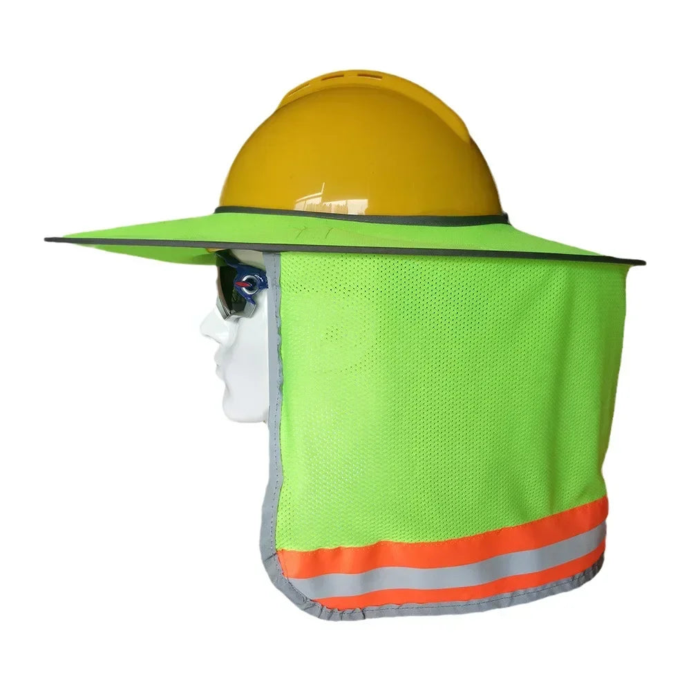 Summer Hard Hat Sun Shade, Reflective Protection Helmet Neck Shield for Construction Workers to Prevent Sunburn Qme Fluorescent Green Without safetyhelmet