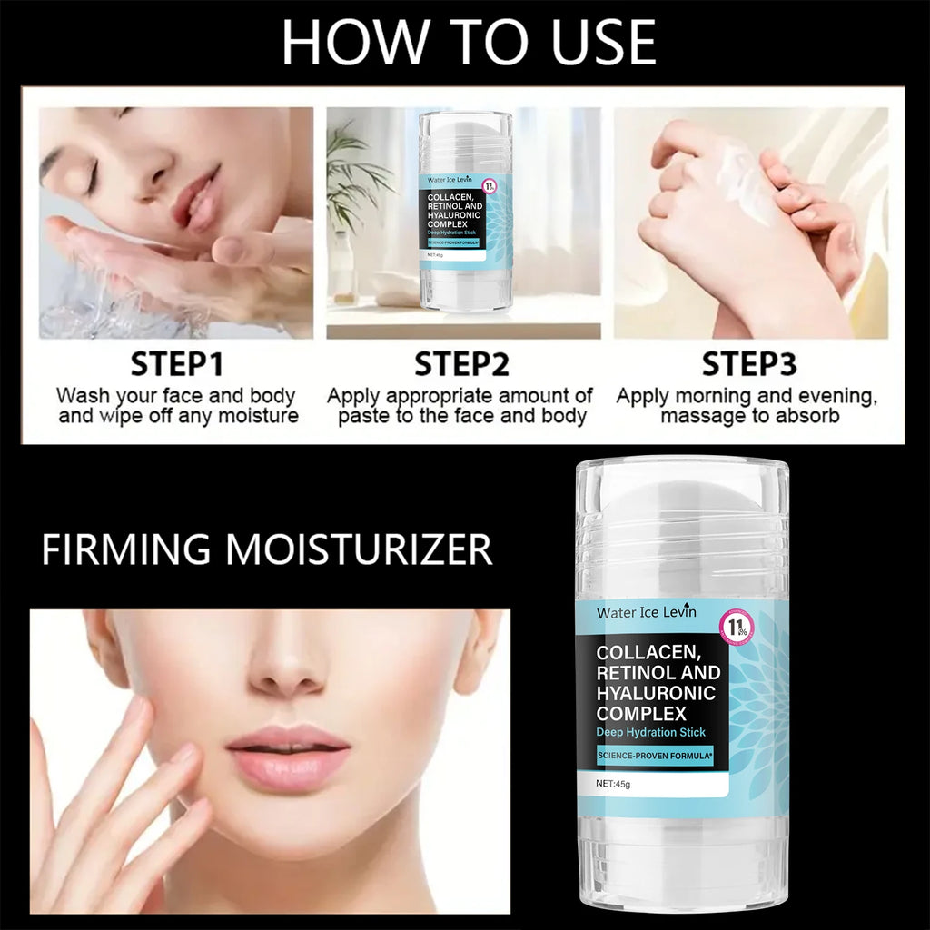 Retinol Collagen Facial Care Stick, Tightens Facial and Neck Skin, Suitable for Both Men and Women, Moisturizing, Refreshing, Easy to Absorb, Elastic and Translucent, Locks in Moisture, Long-Lasting Hydration Qme