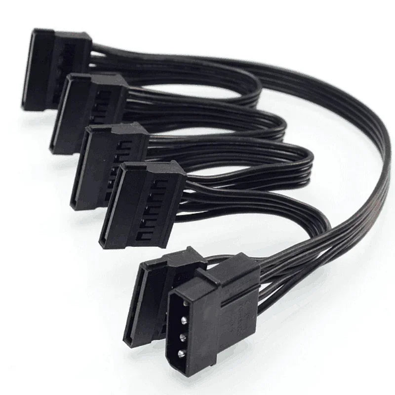 4 Pin Male To SATA 15 Pin Female Power Supply Cable 1 To 5 Cord Hard Drive IDE Molex To 5-Port 15Pin SATA Power Cable 30 Inch Qme