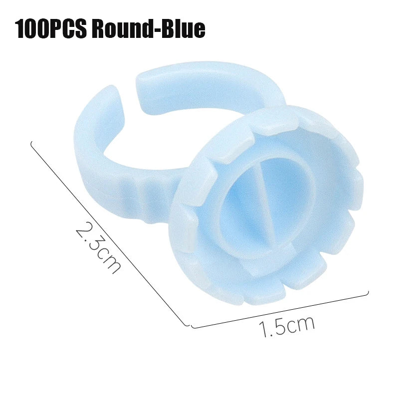 50 Wholesale Disposable Eyelash Glue Fan Cup Rings Holder Container Qme 100P Round-Blue China Mainland