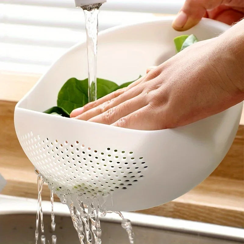 1pc, Rice Washing Drain Basket, Rice Washing Filter Basket, Creative Rice Washing Sieve, Plastic Rice Colander, Qme