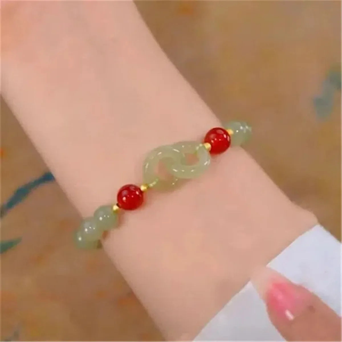 b05 Fashion Creative Lucky Imitation Hotan Jade Bracelet Vintage Light Handmade Jewelry Bracelet Women's Girls Jewelry Gift Qme 13