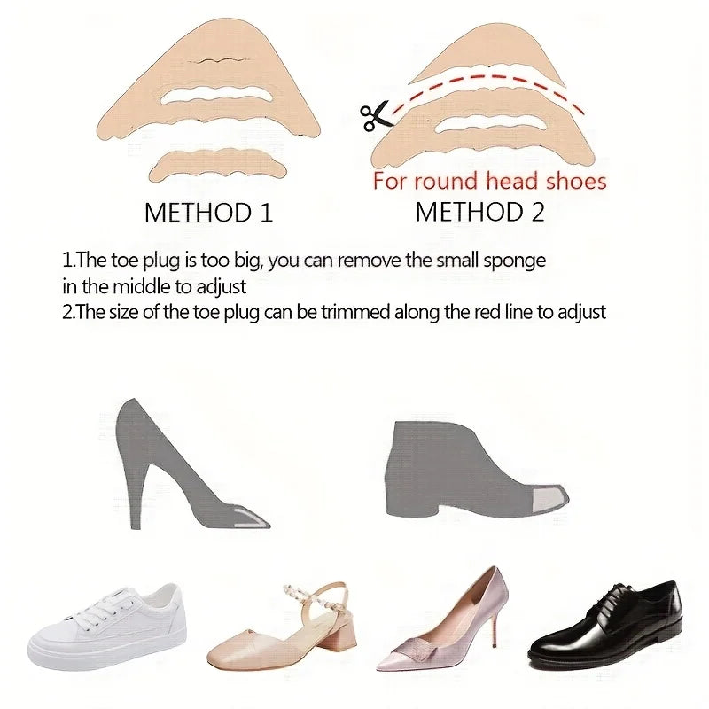 Toe Fillers For Too Big Shoes,Adjustable Shoe Size Reducer Inserts For People,Anti-Slip Pain Relief Pads For High Heels,Loafers Qme