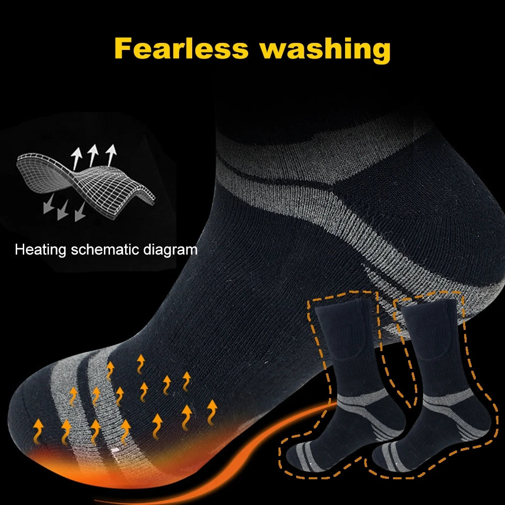 Unisex Electric Heated Socks Washable Rechargeable Heated Socks Elastic Thickened for Men Women Autumn Winter Thermal Sport Sock Qme
