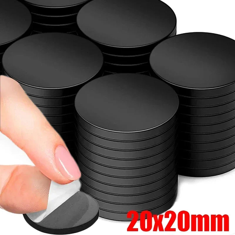 10PCS Self-Adhesive Magnetic Sheets Household DIY Craft Decoration Fridge Magnets Soft Rubber Square Round Magnetic Stickers Qme Round- 20x20x2mm 10pcs