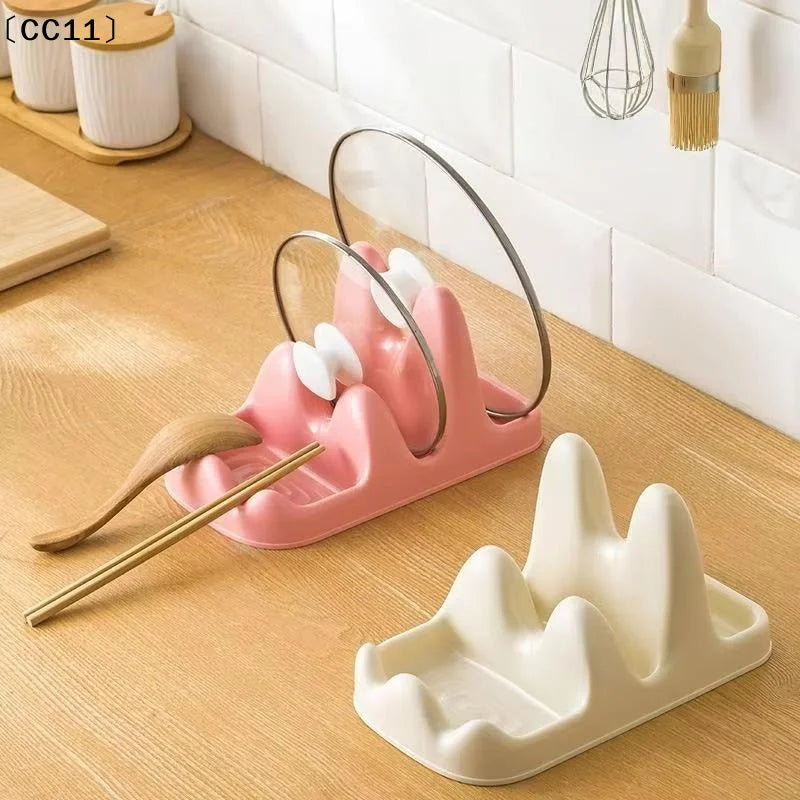 Kitchen Organizer Spatula Pot Lid Rack Shelf Plastic Spoon Rest Qme
