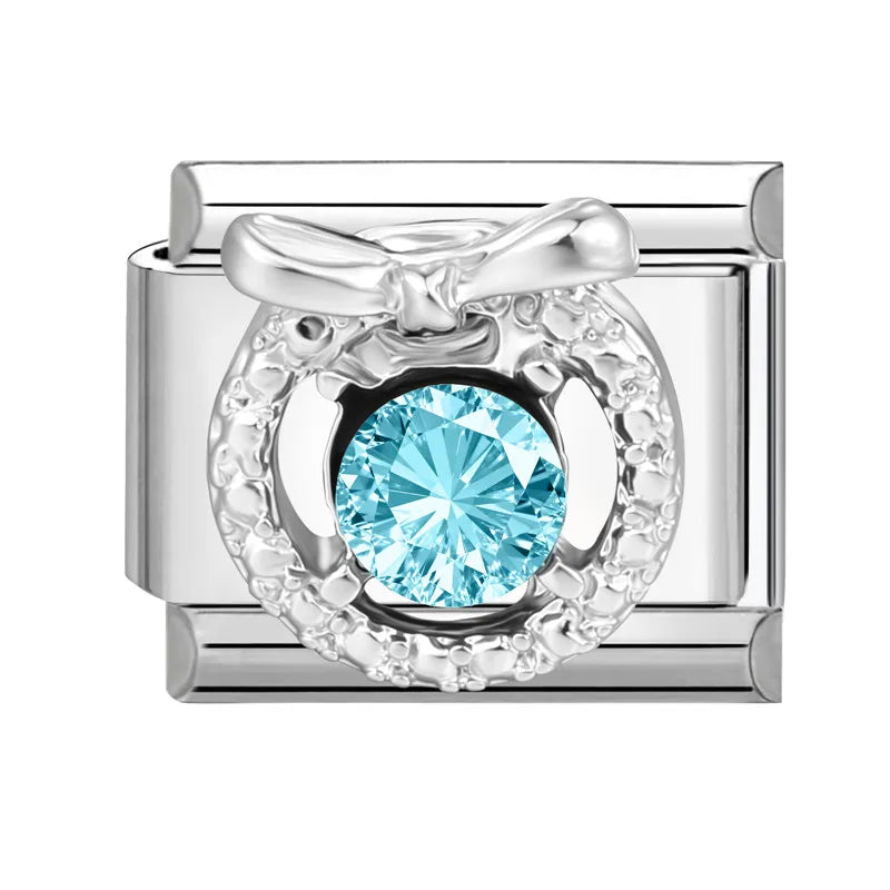 2026 Women Fashion Romantic Blue Heart Love Stars Square Shiny Zircon Italian Charms Fit 9mm Stainless Steel Bracelet Jewelry Qme Style 8