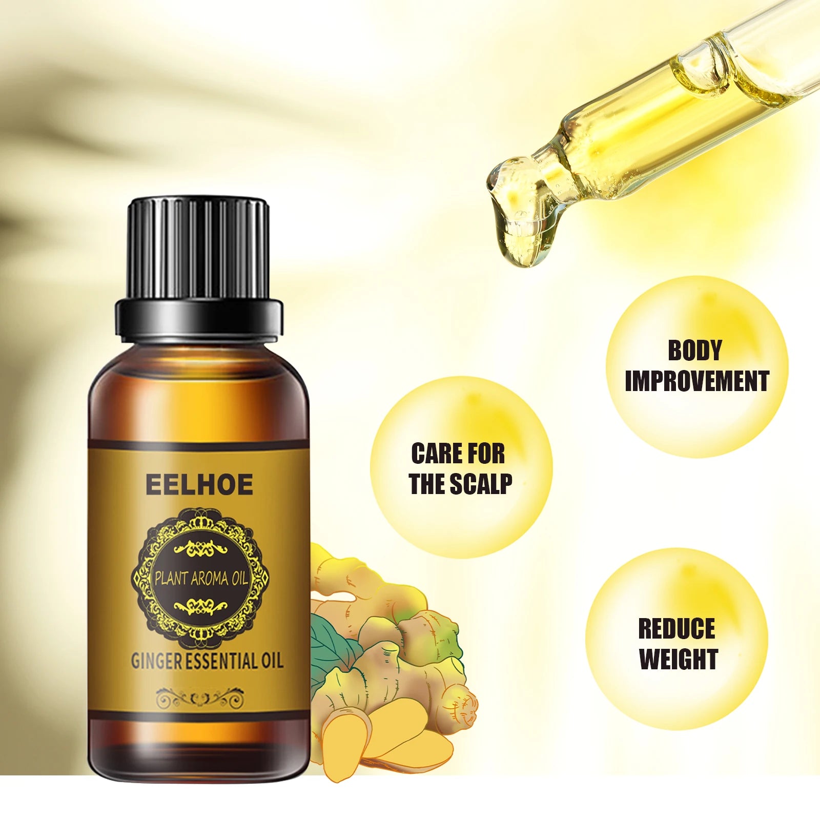 Ginger Essential Oil Slimming Body Massage Natural Fat Burning AntiCellulite Waist Arms Legs Care Promote Metabolism Firming Oil Qme