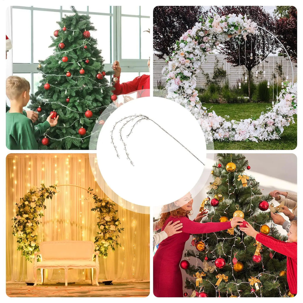 Christmas Picks Tree Glitter Branches Decorations Greenery Crafts Qme