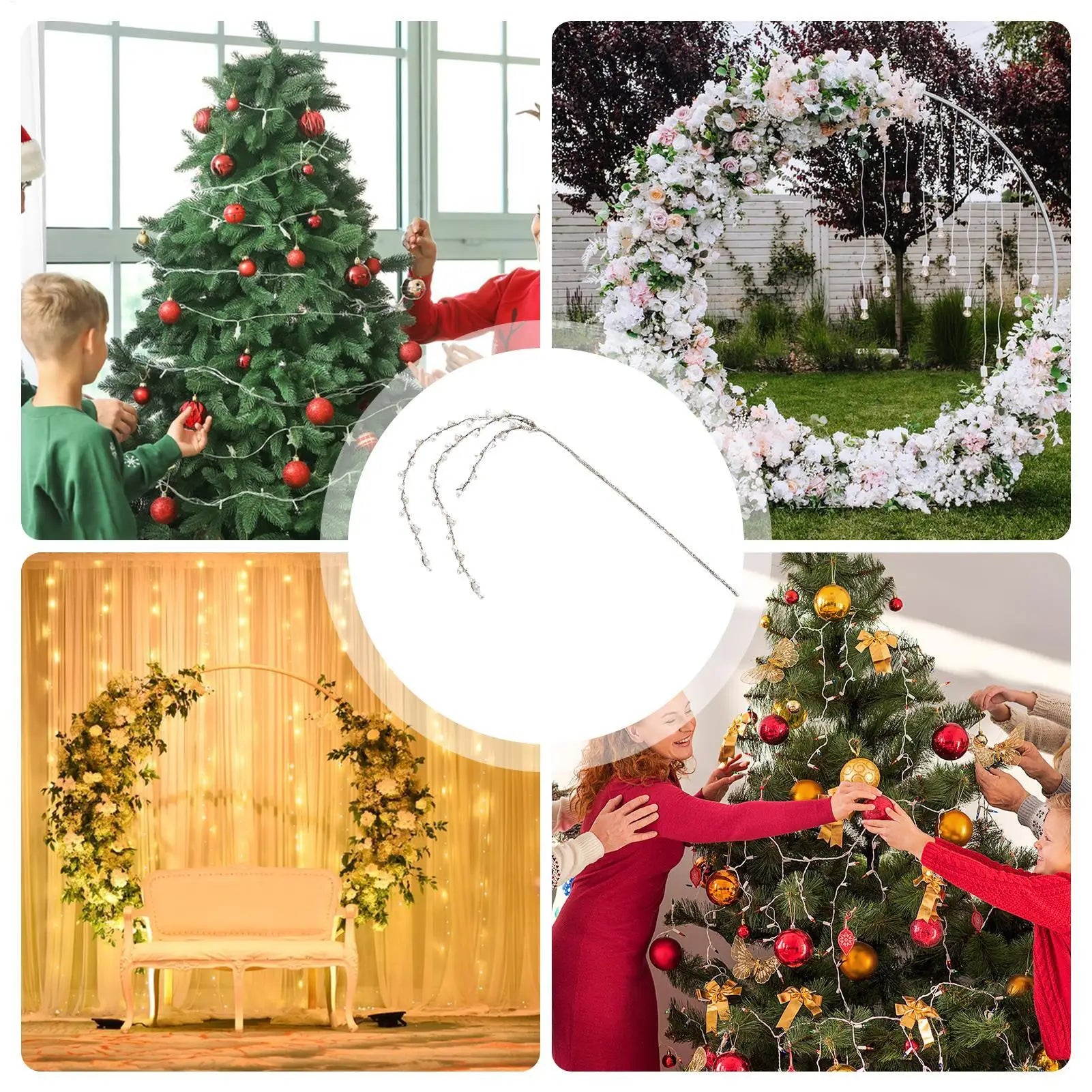 Christmas Picks Tree Glitter Branches Decorations Greenery Crafts Qme