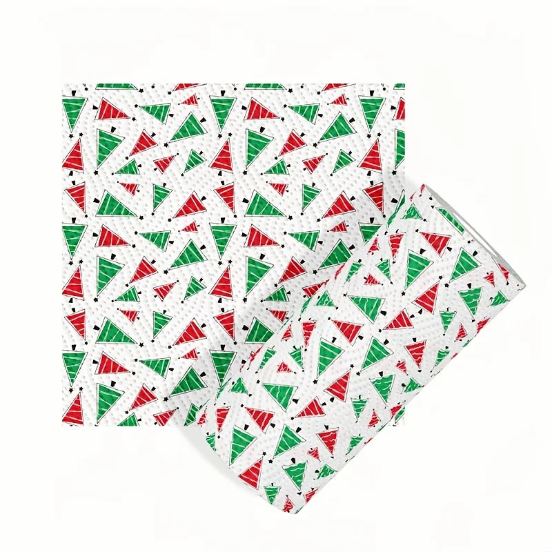 1 roll of Christmas kitchen paper Thickened three-layer roll paper, disposable kitchen cleaning wet and dry household - lazy rag Qme Christmas trees