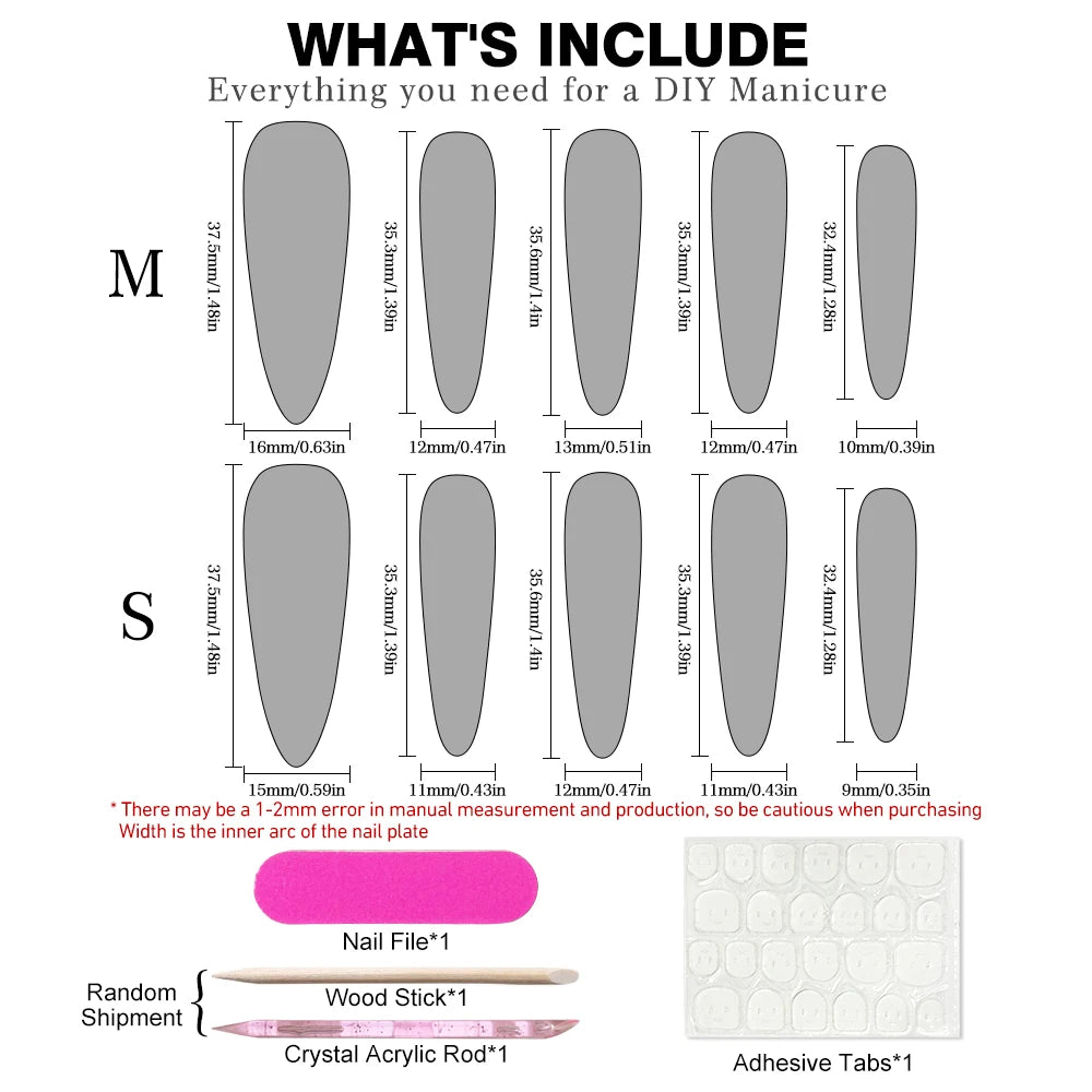 Handmade Press Nails Gothic Y2k Gradient Shiny Long Stiletto False Qme