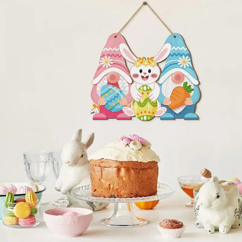 Easter Welcome Sign Front Door Decorations Bunny Seasonal Home Spring Qme