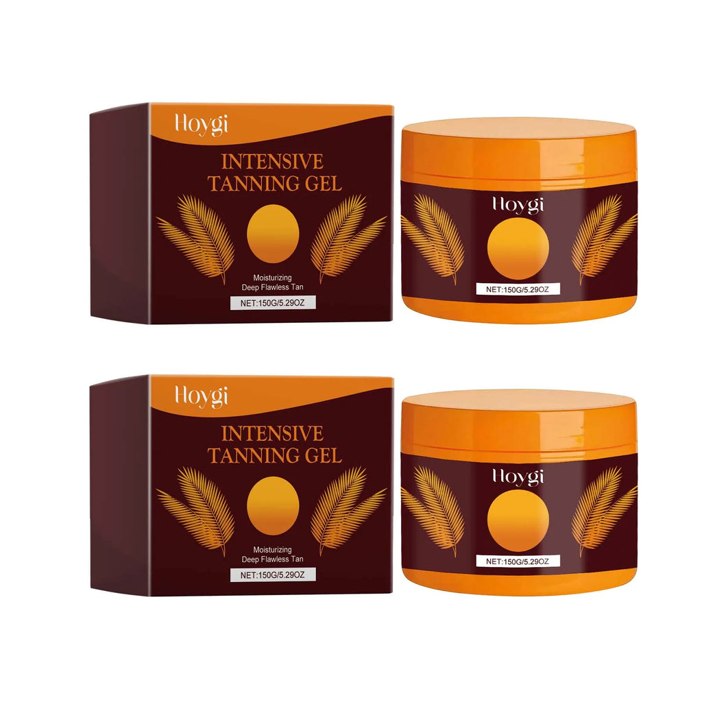 Sunless Tanning Gel Intensive Self Tanner Face Body Natural Bronzer Wheat Moisturizing Hydrating Summer Sunbed Self Fake Tan Gel Qme 2 x 150ml Boxed