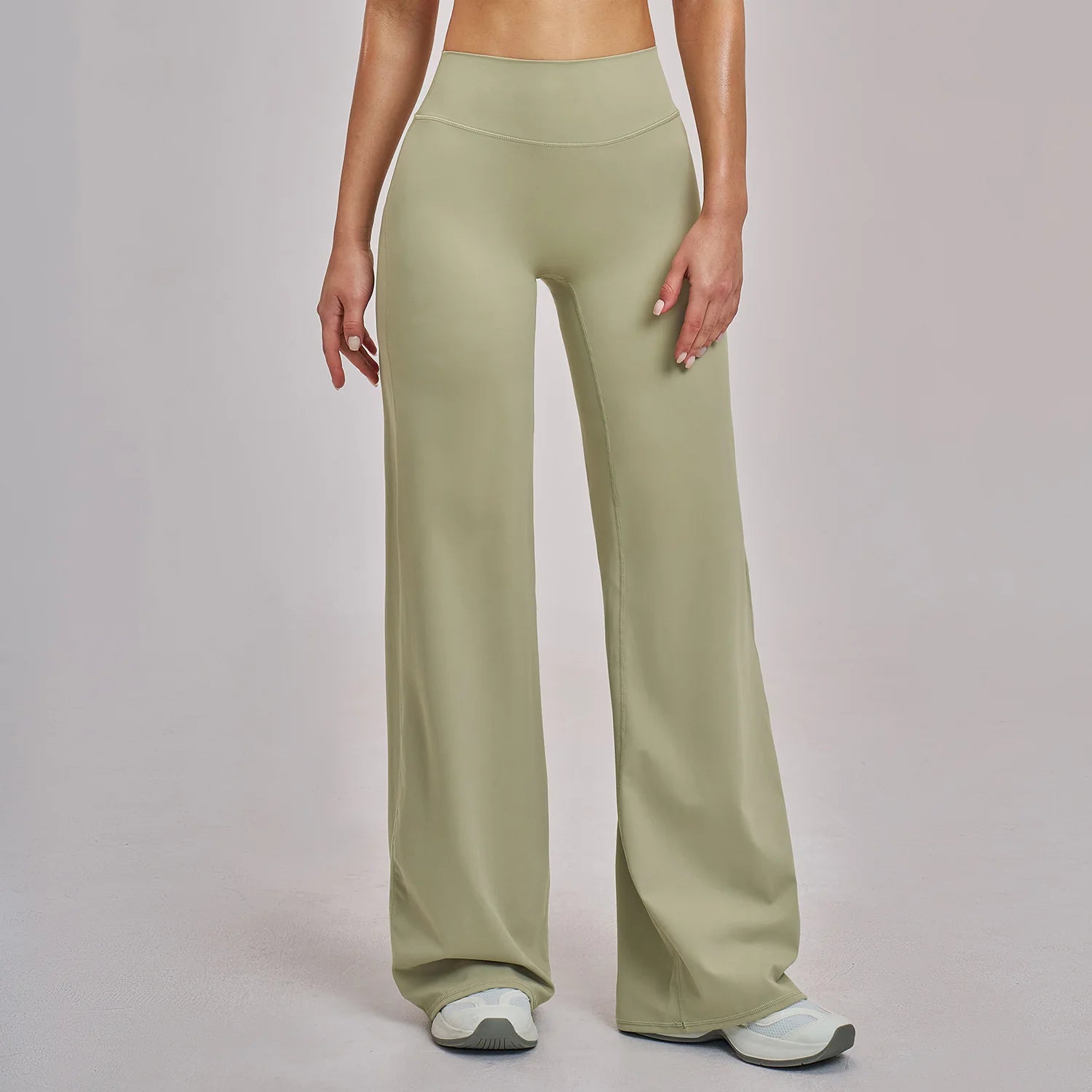 A New Autumn Winter High Waist Wide Leg Sports Pants, Naked Hip Lifting Loose Fitness Sweatpants For Outdoor Daily Leisure Qme mossy green S