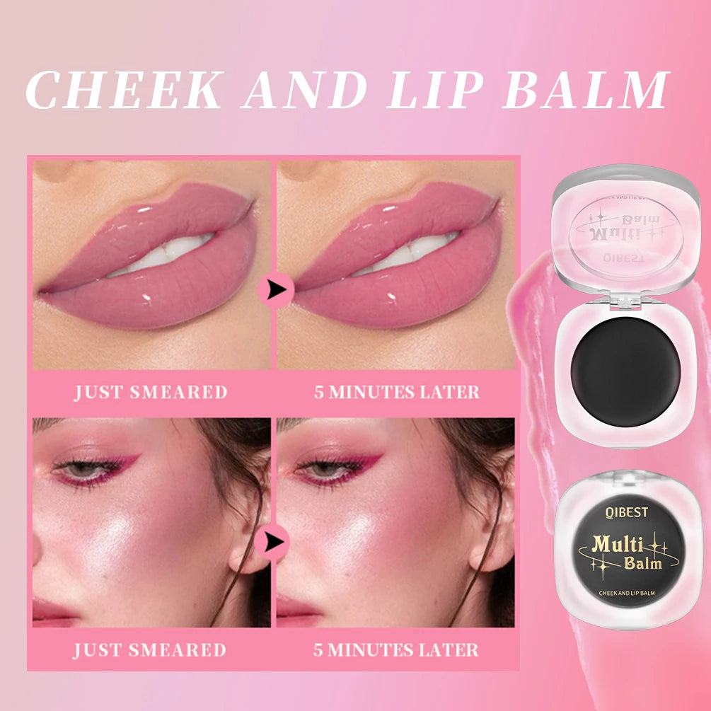 QIBEST Black Blush Balm Lipstick Moisturizing Color Change Ph Rouge Blusher Cream Natural Nude Lip Cheek Eyes Makeup Tools Qme