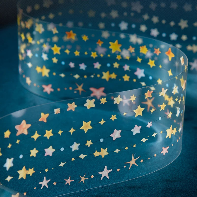 Star & Gem Beaded Curtain PET Tape, DIY Decor for Journal Layout, Photo Album Border & Phone Case Qme