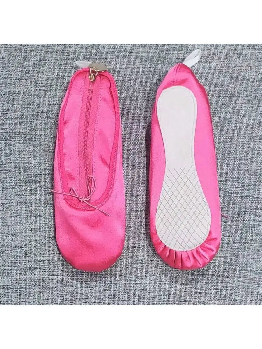 Vintage French Ballet Shoes Shaped Handmade Pencil Case Makeup Pouch Qme 1pc Rose Red