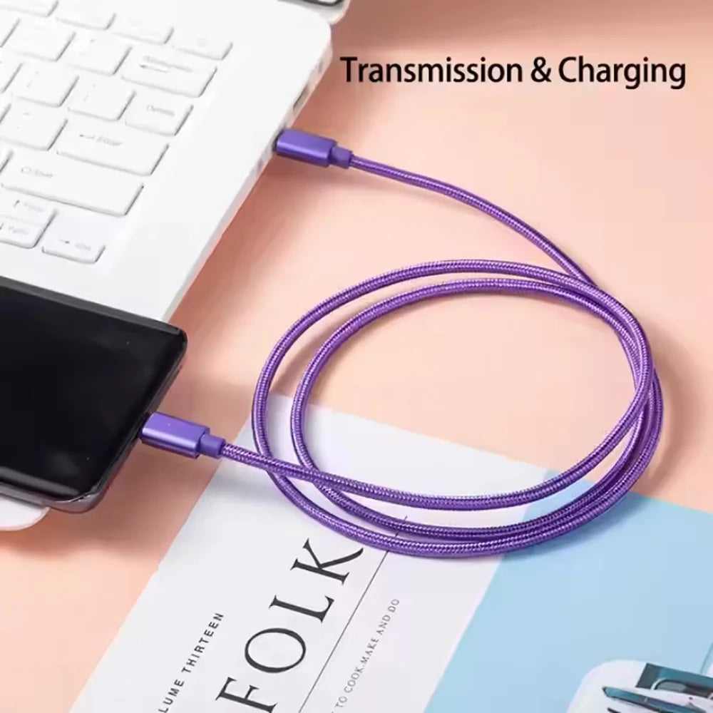 66W Nylon Braided USB Type C to Type C Fast Charging Cable 1/2/3m Quike Charging Data Wire For iPhone Samsung Xiaomi Data Line Qme