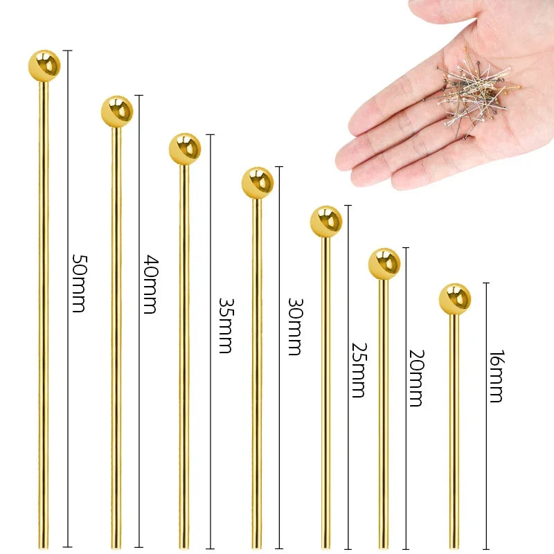 200pcs/lot 20 25mm Copper Ball Head Pins Handmade For DIY Jewelry Making Findings Supplies Accessories 7 Colors Qme
