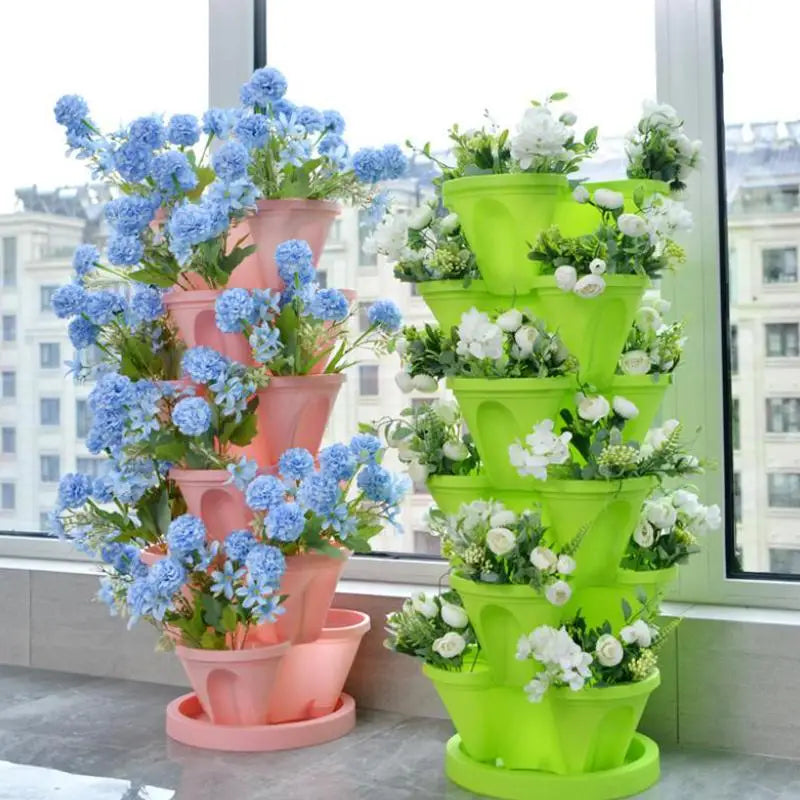 Multi-layer Strawberry Planter Tower Home Garden Vertical Stackable Qme