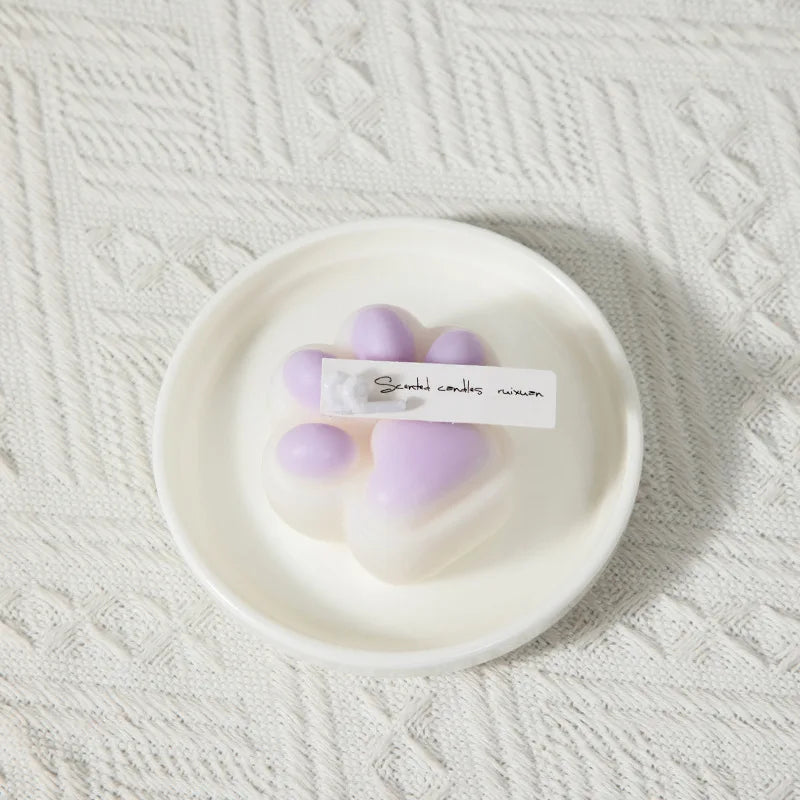 Lovely Cat Paw Fragrance Candle Artisan Aroma Room Decor Birthday Qme purple
