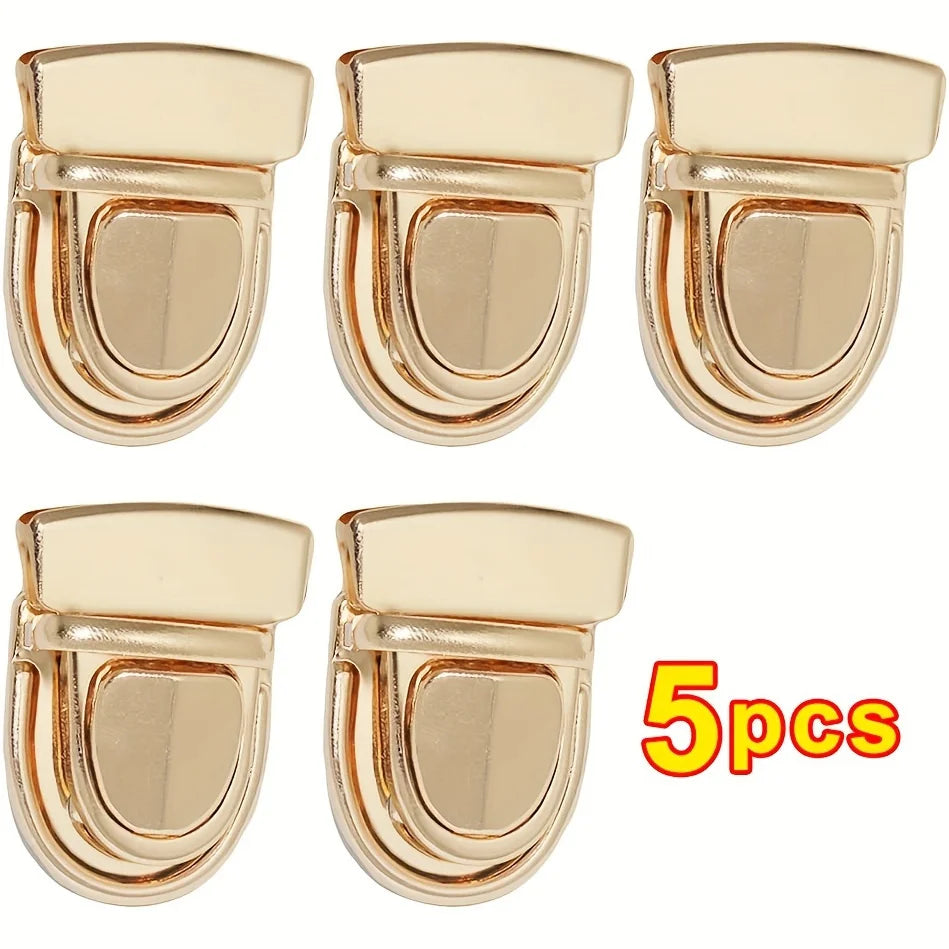 Metal Turn Lock Clasp, Gold Purse Locks for DIY Handbag, Bag Hardware Accessories, Metal Lock for Handbag Qme 5pcs