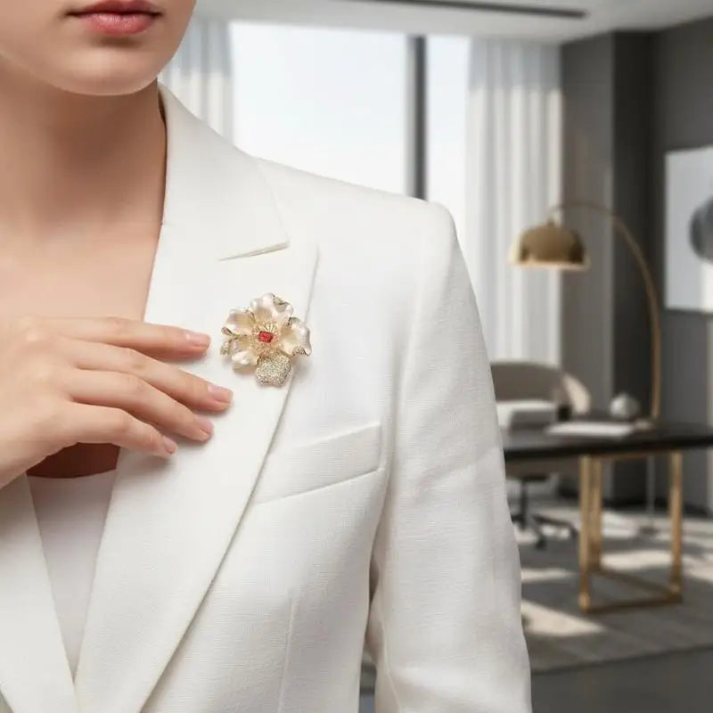 European And American Fashion Retro Alloy Flower Set With Pearl Brooch Chest Flower Qme