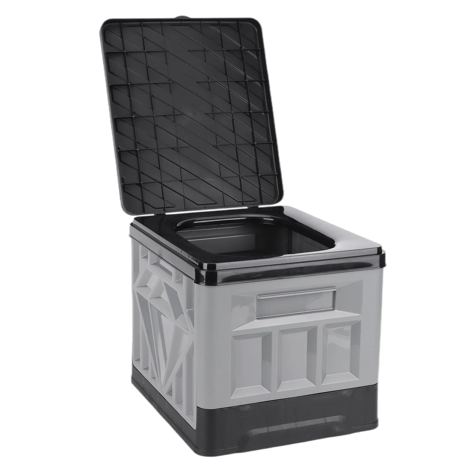 Folding Collapsible Toilet for Adults & Kids Emergency Toilet with Lid & Reusable for Camping Travel Outdoor Car RV & Emergency Qme Grey