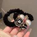 Deluxe Hair Ropes Women Black Pearl Tea Rose Designs Stylish Bands Qme Default Title