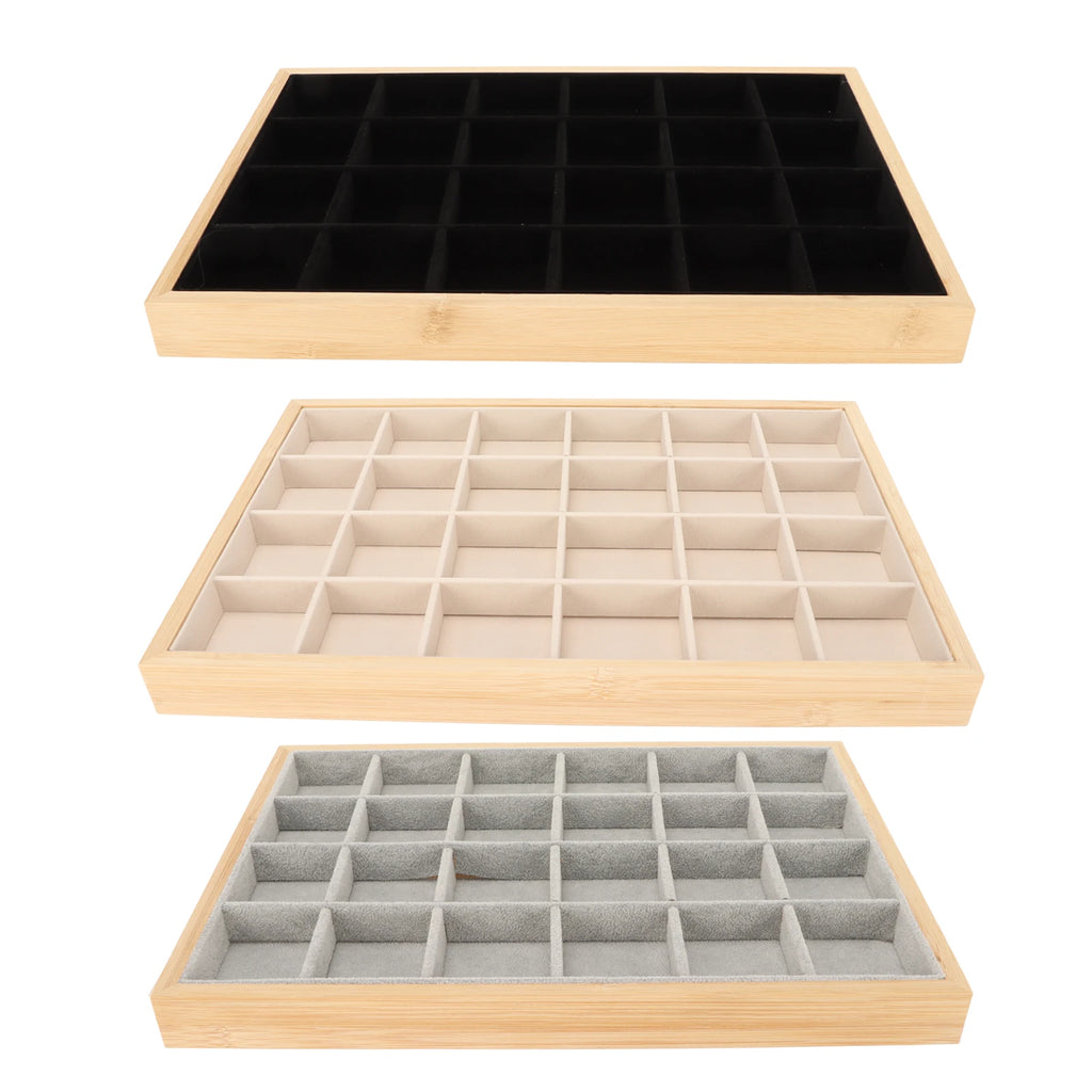 Jewelry Storage Display Trays Multipurpose 24 Grids Jewelry Tray for Ring Earring Bangle Bracelet Necklace Qme