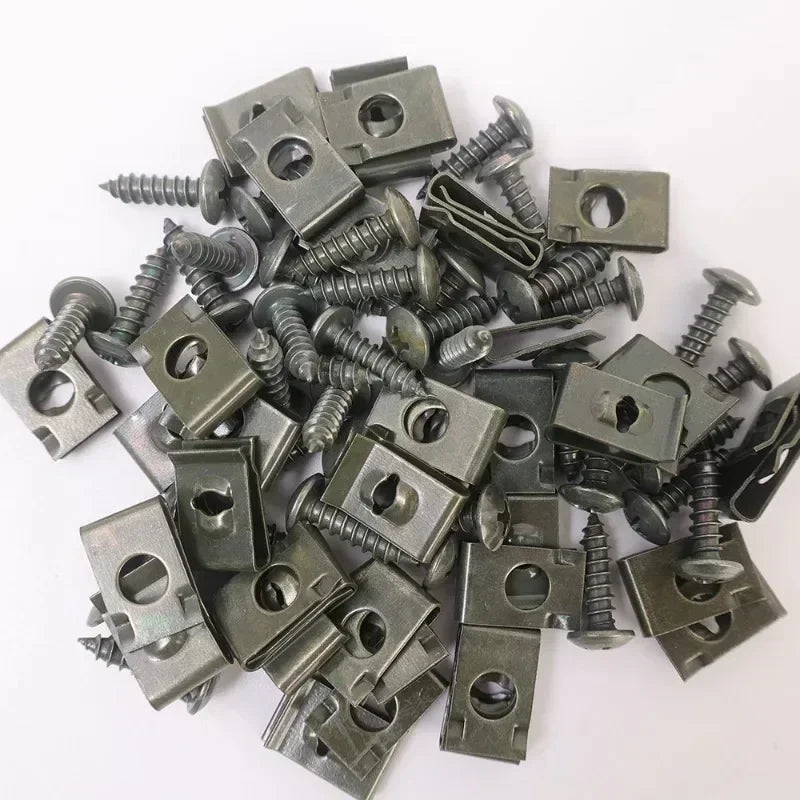 Car Clamping Clip U-type Metal Screw Clip Tools for Motorcycle Engine Bottom Tray Splash Protector Bumper Screw Car Accessories Qme