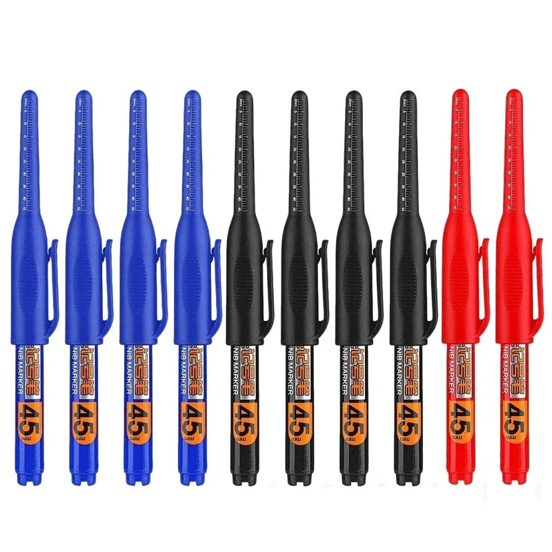 1- Waterproof Deep Hole Marker Pens Long Nib Head Carpenter Pen Black