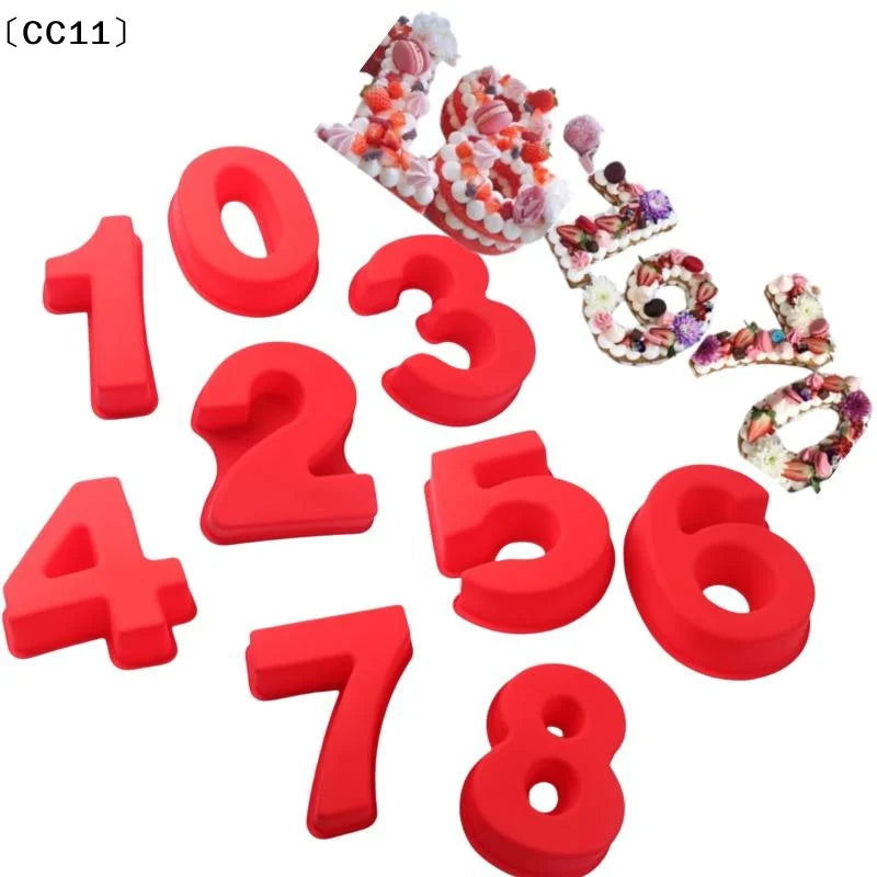 10 Inches Number Baking Moulds Large Silicone 3D Cake DIY Shape 0-9 Qme
