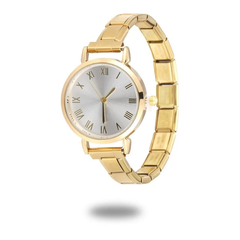 2026 Golden Round Watch Men Women Width Italian Elastic Charm