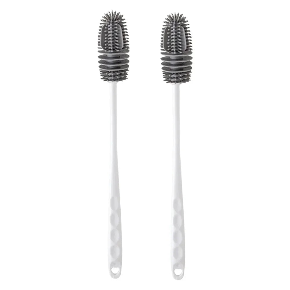Silicone Cup Brush Milk Bottle Cleaning Brush Long Handle Water Bottles Cleaner Glass Cup Cleaning Brush Kitchen Cleaning Tools Qme 2PCS WHITE