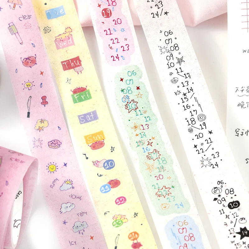 TIANZI 20mm * 3m Tea Bag Diary Series Kawaii Ins Cute Dessert Sparkling Sand Washi Tape DIY Scrapbook Aesthetic Masking Tape Qme All 2 Rolls